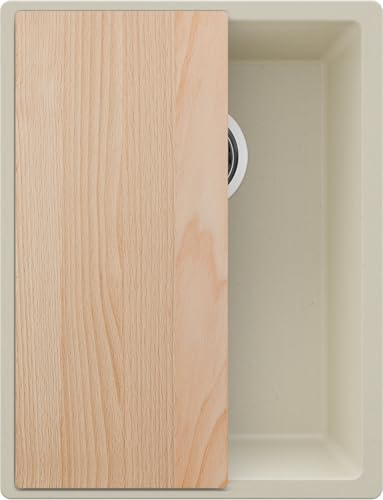 PRIMAGRAN Unterbauspüle Granit Beige 36x47cm, Spülbecken 1 Becken + Ablauf-Set + Schneidebrett, Granitspüle ab 40er Unterschrank - London PRIMAGRAN Unterbauspüle Granit Beige 36x47cm, Spülbecken 1 Becken + Ablauf-Set + Schneidebrett, Granitspüle ab 40er Unterschrank - London von Primagran