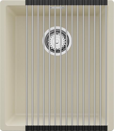 PRIMAGRAN Unterbauspüle Granit Beige 41x47cm, Spülbecken 1 Becken + Ablauf-Set + Aufrollbare Abtropffläche, Granitspüle ab 45er Unterschrank - London PRIMAGRAN Unterbauspüle Granit Beige 41x47cm, Spülbecken 1 Becken + Ablauf-Set + Aufrollbare Abtropffläche, Granitspüle ab 45er Unterschrank - London von Primagran