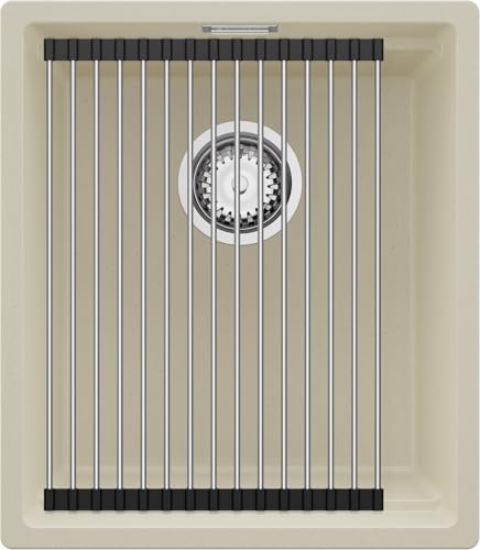 PRIMAGRAN Unterbauspüle Granit Beige 41x47cm, Spülbecken 1 Becken + Ablauf-Set + Aufrollbare Abtropffläche, Granitspüle ab 45er Unterschrank - Praga PRIMAGRAN Unterbauspüle Granit Beige 41x47cm, Spülbecken 1 Becken + Ablauf-Set + Aufrollbare Abtropffläche, Granitspüle ab 45er Unterschrank - Praga von Primagran