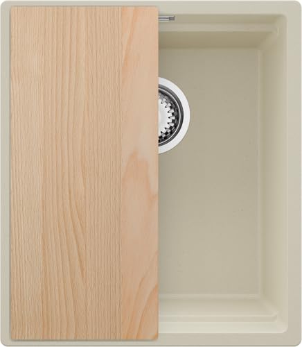 PRIMAGRAN Unterbauspüle Granit Beige 41x47cm, Spülbecken 1 Becken + Ablauf-Set + Schneidebrett, Granitspüle ab 45er Unterschrank - Praga PRIMAGRAN Unterbauspüle Granit Beige 41x47cm, Spülbecken 1 Becken + Ablauf-Set + Schneidebrett, Granitspüle ab 45er Unterschrank - Praga von Primagran