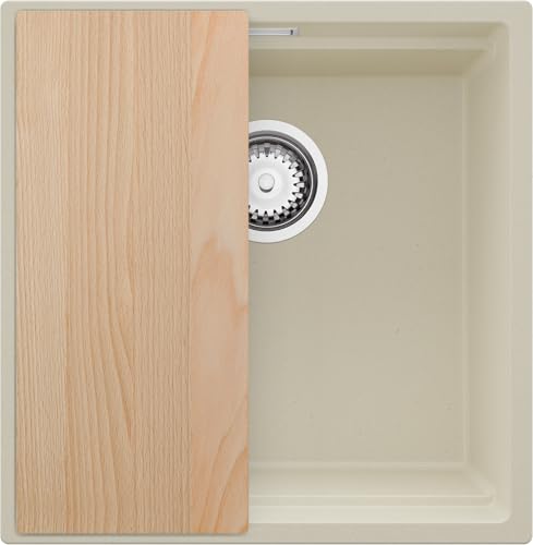 PRIMAGRAN Unterbauspüle Granit Beige 46x47cm, Spülbecken 1 Becken + Ablauf-Set + Schneidebrett, Granitspüle ab 50er Unterschrank - Praga PRIMAGRAN Unterbauspüle Granit Beige 46x47cm, Spülbecken 1 Becken + Ablauf-Set + Schneidebrett, Granitspüle ab 50er Unterschrank - Praga von Primagran