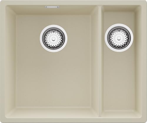 PRIMAGRAN Unterbauspüle Granit Beige 56x47cm, Spülbecken 1,5 Becken + Ablauf-Set, Granitspüle ab 60er Unterschrank - London Duo PRIMAGRAN Unterbauspüle Granit Beige 56x47cm, Spülbecken 1,5 Becken + Ablauf-Set, Granitspüle ab 60er Unterschrank - London Duo von Primagran