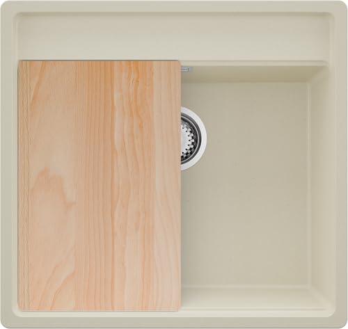 PRIMAGRAN Unterbauspüle Granit Beige 56x53cm, Spülbecken 1 Becken + Ablauf-Set + Schneidebrett, Granitspüle ab 60er Unterschrank - Bergen PRIMAGRAN Unterbauspüle Granit Beige 56x53cm, Spülbecken 1 Becken + Ablauf-Set + Schneidebrett, Granitspüle ab 60er Unterschrank - Bergen von Primagran
