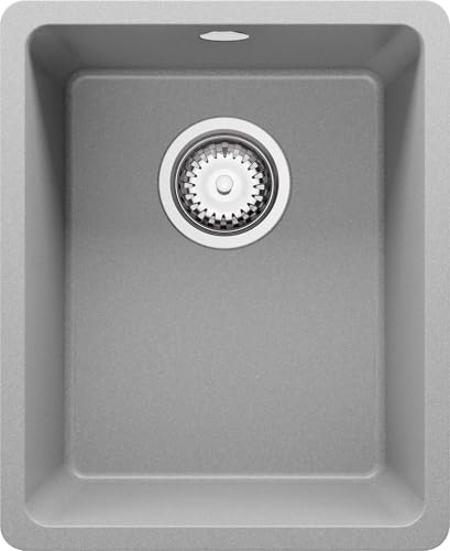 PRIMAGRAN Unterbauspüle Granit Grau 36x44cm, Spülbecken 1 Becken + Ablauf-Set, Granitspüle ab 40er Unterschrank - Venedig Easy PRIMAGRAN Unterbauspüle Granit Grau 36x44cm, Spülbecken 1 Becken + Ablauf-Set, Granitspüle ab 40er Unterschrank - Venedig Easy von Primagran