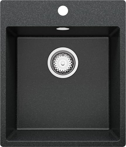 PRIMAGRAN Spülbecken Anthrazit 43x50cm, Granitspüle 1 Becken + Ablauf-Set, Küchenspüle ab 45er Unterschrank - Riga PRIMAGRAN Spülbecken Anthrazit 43x50cm, Granitspüle 1 Becken + Ablauf-Set, Küchenspüle ab 45er Unterschrank - Riga von Primagran