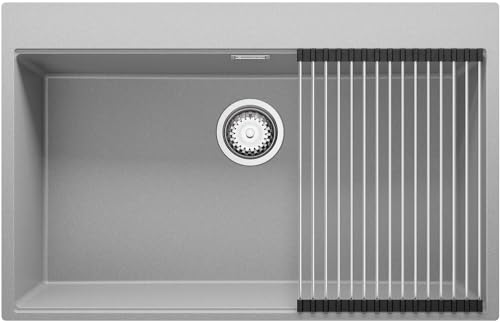 Spülbecken Grau 78x50 cm, Granitspüle + Ablauf-Set, Küchenspüle für 80er Unterschrank, Einbauspüle von Primagran von Primagran