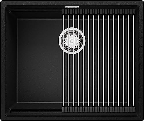 Spülbecken Schwarz 56x47 cm, Granitspüle + Ablauf-Set, Küchenspüle für 60er Unterschrank, Einbauspüle von Primagran von Primagran
