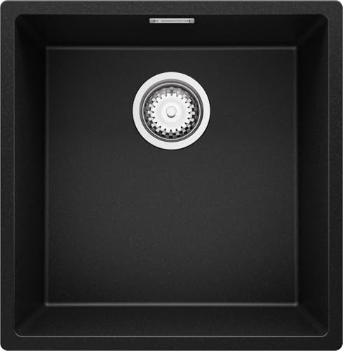 Unterbauspüle Granit Schwarz 46x47cm, Spülbecken 1 Becken + Ablauf-Set, Granitspüle ab 50er Unterschrank - London von Primagran von Primagran