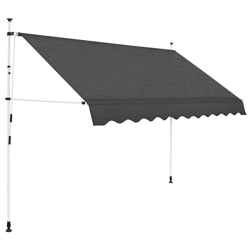 Markise mit Handkurbel 300x250 ohne Bohren | 3m breit & variabel in der Höhe | Einziehbare Klemmmarkise für Terrasse, Balkon, Fenster mit Kurbel (Anthrazit) | Maximale Projektion 120 cm von Primal Internet GmbH
