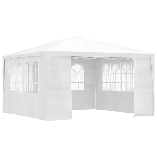 Partyzelt 4x4 mit Seitenwänden in Weiß oder Anthrazit | Pavillon 4x4 wasserdicht, stabil, Winterfest mit Seitenlinie | Gartenpavillon, Gartenzelt, Bierzelt, Zelt Garten Metall (Weiß) von Primal Internet GmbH