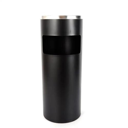 Primal Internet GmbH Standaschenbecher 30l Edelstahl | Mülleimer mit Aschenbecher 2-teilig draußen & drinnen | Abfalleimer in Schwarz oder Silber (Schwarz) von Primal Internet GmbH