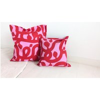 Bezug Rosa-Rot , Kissenhülle 40x40 cm Bunte Pink Mit Kreisen, Sommerfarben, Colorblocking von Primaliese