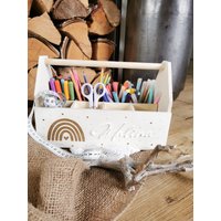 Stiftehalter Aus Holz | Stifteorganizer Schulanfang Geschenkidee Zum Schulstart Schreibtischorganizer Personalisiert + Wunschspruch von PrimalinaIShop