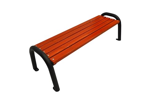 PRIMARIO Gartenbank Ohne Lehne Park Holz Massiv Sitz Garten Balkon Metall Wetterfest Robust Stabil Langlebig Gartenmöbel Erwachsene und Kinder Outdoor (3 Farbvarianten 150cm) (Mahagoni) von Primario Grande