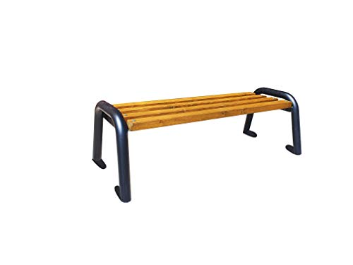 PRIMARIO Gartenbank Ohne Lehne Park Holz Massiv Sitz Garten Balkon Metall Wetterfest Robust Stabil Langlebig Gartenmöbel Erwachsene und Kinder Outdoor (3 Farbvarianten 150cm) (Pinie) von Primario Grande