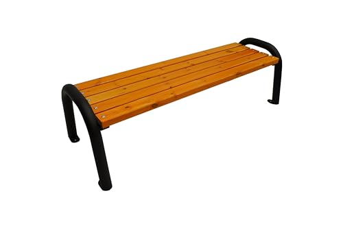 PRIMARIO Gartenbank Ohne Lehne Park Holz Massiv Sitz Garten Balkon Metall Wetterfest Robust Stabil Langlebig Gartenmöbel Erwachsene und Kinder Outdoor (Verschiedene Größen 175-200cm (Pinie, 220) von Primario Grande