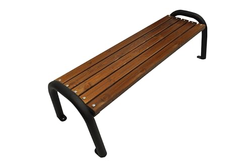 PRIMARIO Gartenbank Ohne Lehne Park Holz Massiv Sitz Garten Balkon Metall Wetterfest Robust Stabil Langlebig Gartenmöbel Erwachsene und Kinder Outdoor (Verschiedene Größen 175-200cm) (Braun, 200) von Primario Grande