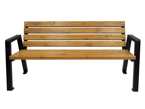 Primario Grande Gartenbank Wetterfest Holz 125 cm - Holzbank Outdoor Moderno Pulverbeschichtet - Parkbank aus Skandinavische Fichte - Geschliffene Bretter - Bank mit Solider Rahmen (Eiche) von Primario Grande