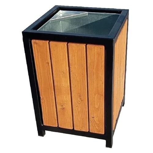 Primario Grande Outdoor Abfallbehälter mit Aschenbecher Robust, Holz und Stahl, Volumen 45 Liter, Sauberkeit und Ordnung in Garten, Vorgarten sowie Stadt und Gemeinde (Pinie) von Primario Grande