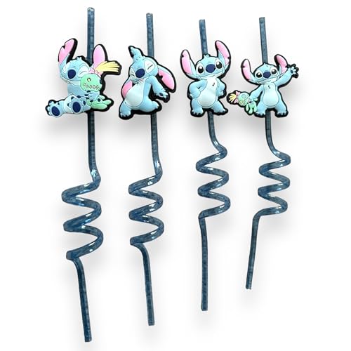 Primark Limited Stitch Trinkhalme – Packung mit 4 Trinkhalmen für Jungen und Mädchen – 4 Straws Lilo und Stitch von Primark Limited