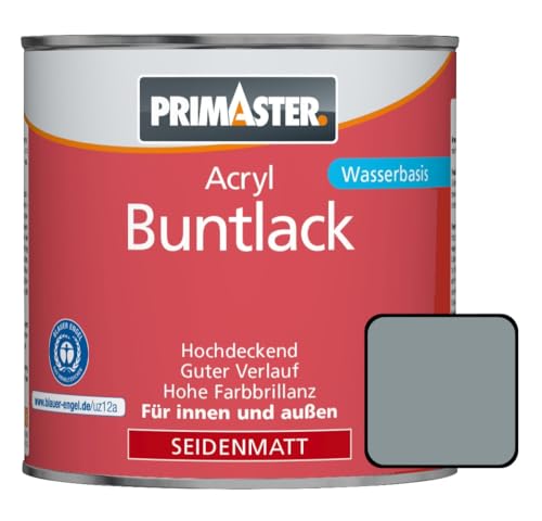 Primaster Acryl Buntlack 375ml Silbergrau Seidenmatt Wetterbeständig Holz&Metall von Primaster