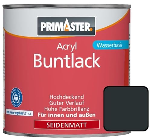 Primaster Acryl Buntlack 750ml Anthrazitgrau Seidenmatt Wetterfest Holz & Metall von Primaster