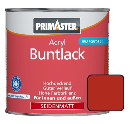 Primaster Acryl Buntlack 750ml Feuerrot Seidenmatt Wetterbeständig Holz & Metall von Primaster