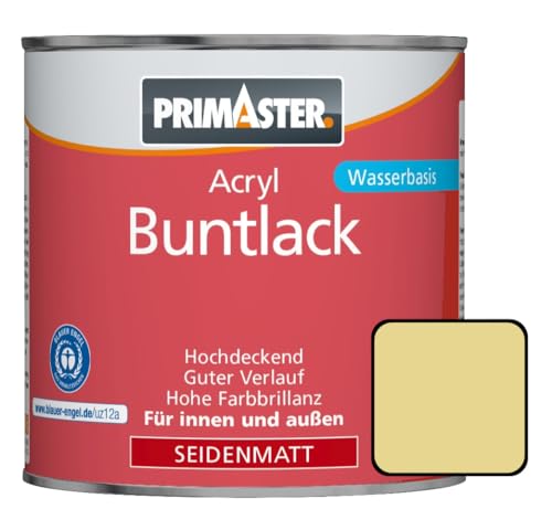 Primaster Acryl Buntlack 750ml Hellelfenbein Seidenmatt Wetterfest Holz & Metall von Primaster