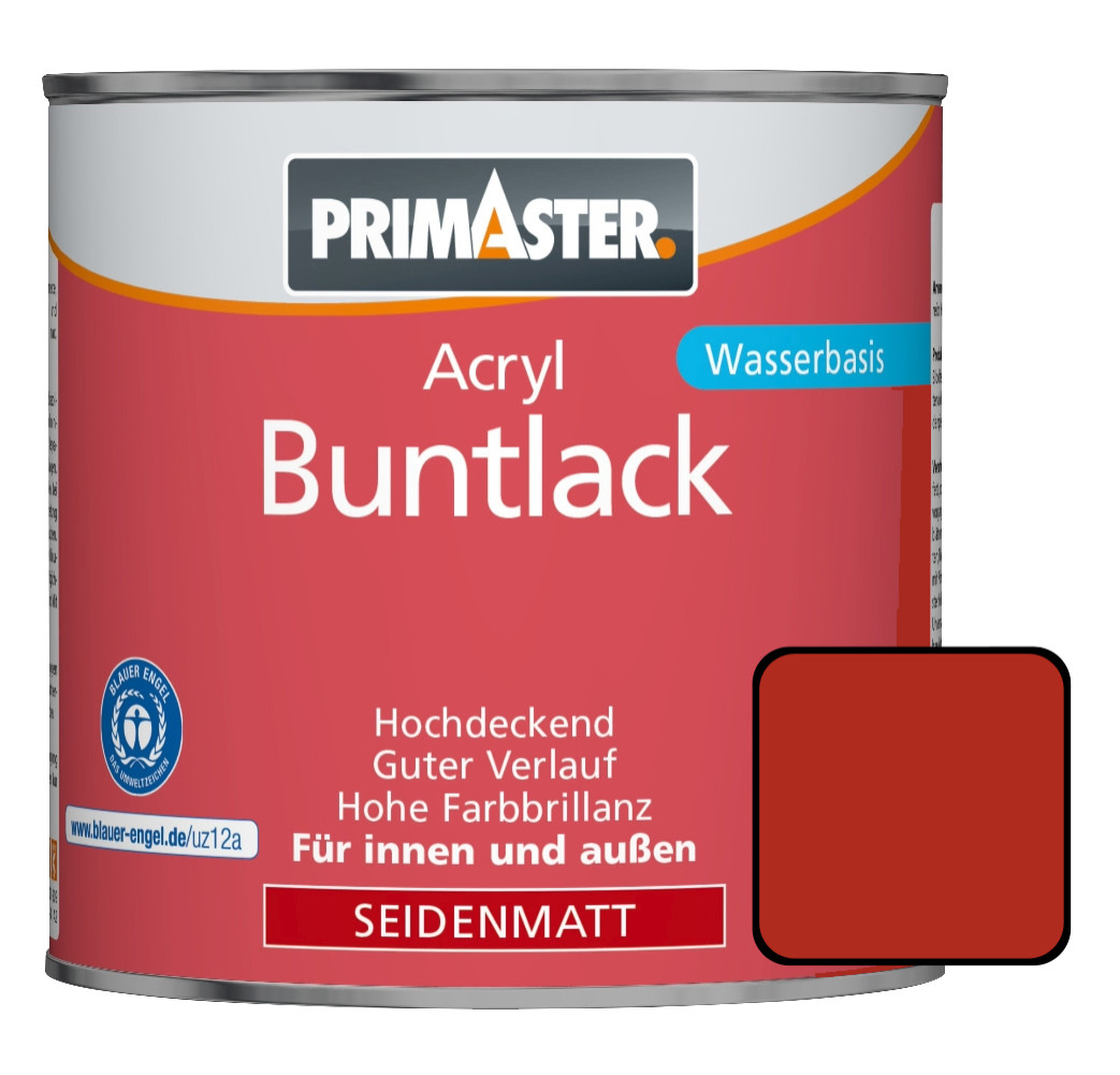 Primaster Acryl Buntlack RAL 3000 375 ml feuerrot seidenmatt von Primaster