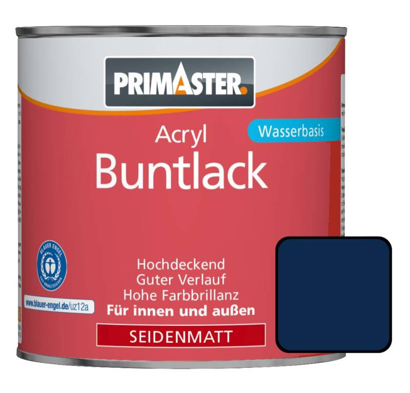 Primaster Acryl Buntlack RAL 5010 750 ml enzianblau seidenmatt, 750 ml, enzienblau, seidenmatt von Primaster