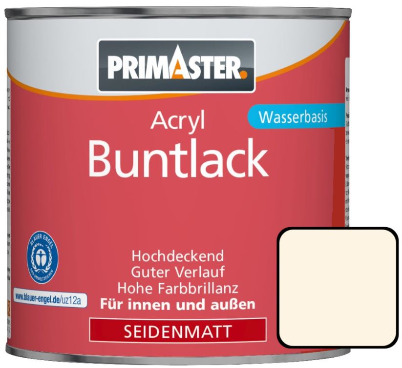 Primaster Acryl Buntlack RAL 9001 750 ml cremeweiß seidenmatt von Primaster