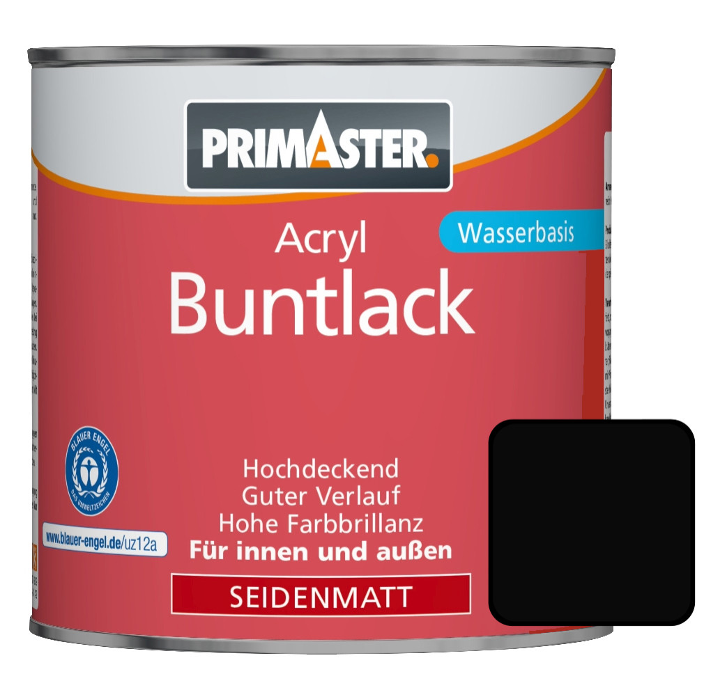 Primaster Acryl Buntlack RAL 9005 375 ml tiefschwarz seidenmatt von Primaster