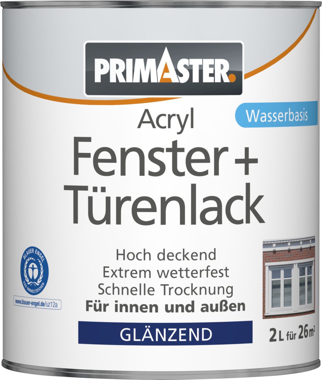 Primaster Acryl Fenster- und Türenlack 2 L weiß glänzend von Primaster