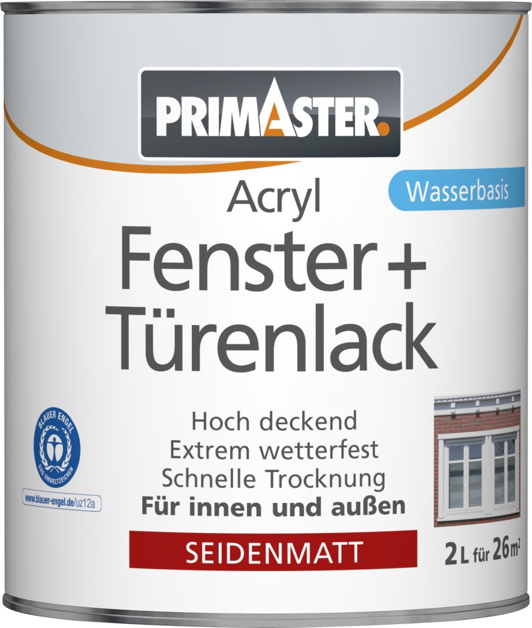 Primaster Acryl Fenster- und Türenlack 2 L weiß seidenmatt von Primaster