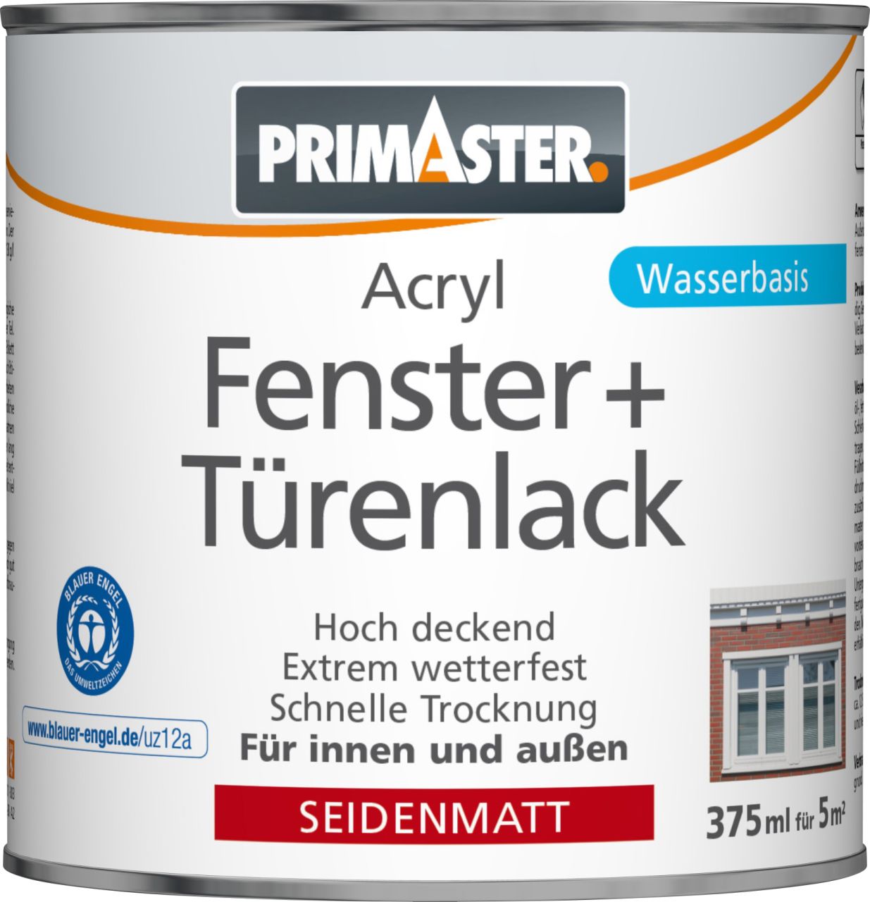 Primaster Acryl Fenster- und Türenlack 375 ml weiß seidenmatt von Primaster