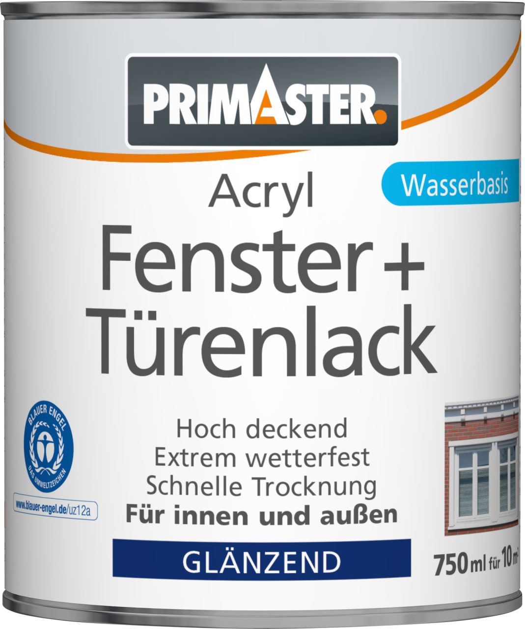 Primaster Acryl Fenster- und Türenlack 750 ml weiß glänzend von Primaster