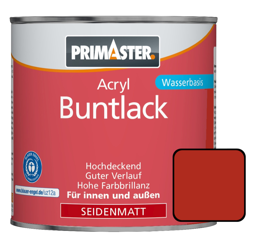 Primaster Acryl Buntlack RAL 3000 125 ml feuerrot seidenmatt von Primaster