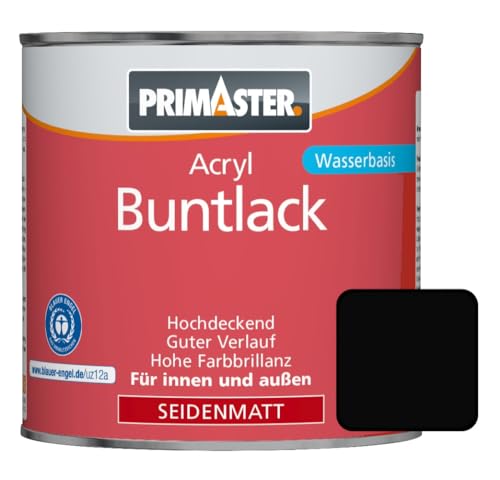 Primaster Acryl Lack RAL 9005 125 ml tiefschwarz für Innen- und Außen von Primaster