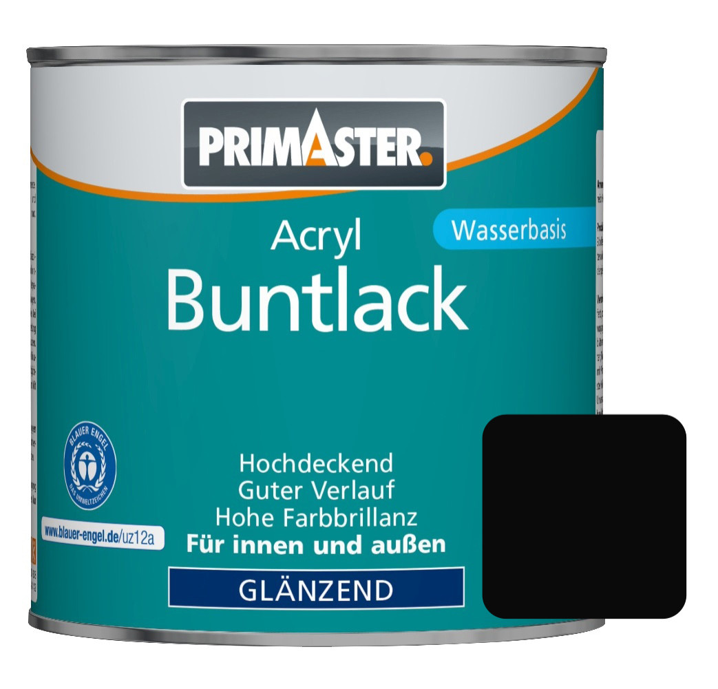 Primaster Acryl Buntlack RAL 9005 125 ml tiefschwarz glänzend von Primaster