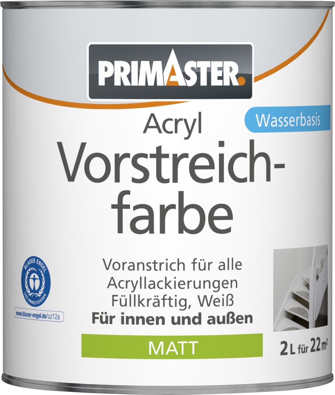 Primaster Acryl Vorstreichfarbe 2 L weiß matt von Primaster