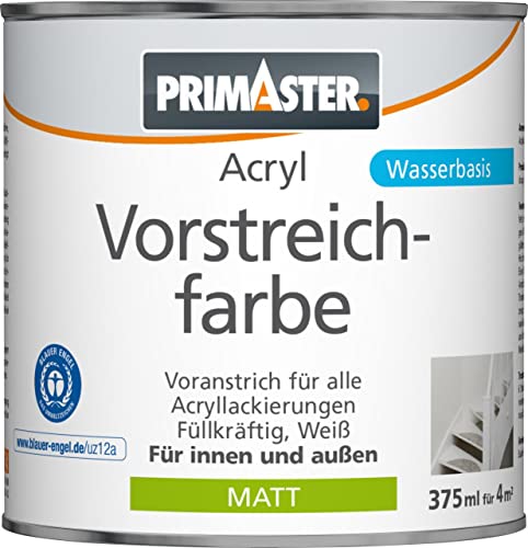 Primaster Acryl Vorstreichfarbe 375ml Weiß Matt Grundanstrich Holz & Metall von Primaster