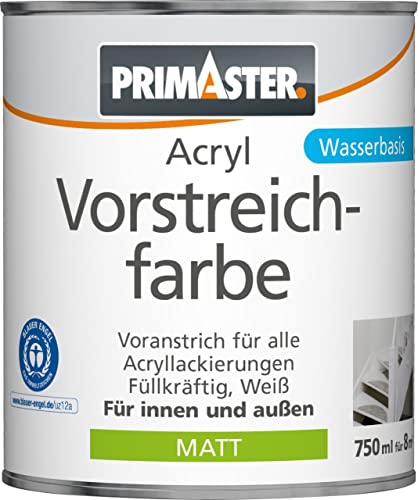 Primaster Acryl Vorstreichfarbe 750ml Weiß Matt Grundanstrich Holz & Metall von Primaster
