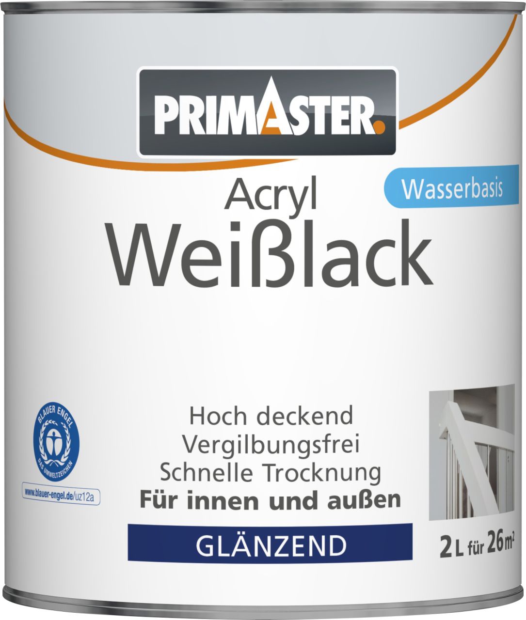 Primaster Acryl Weißlack 2 L glänzend von Primaster