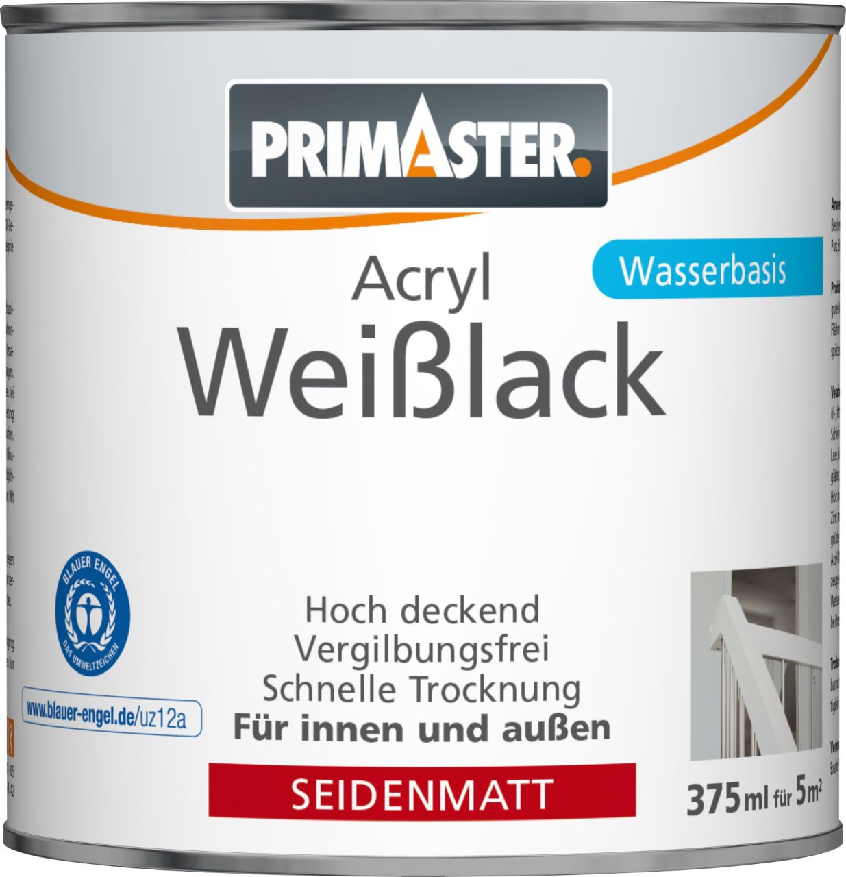 Primaster Acryl Weißlack 375 ml seidenmatt von Primaster