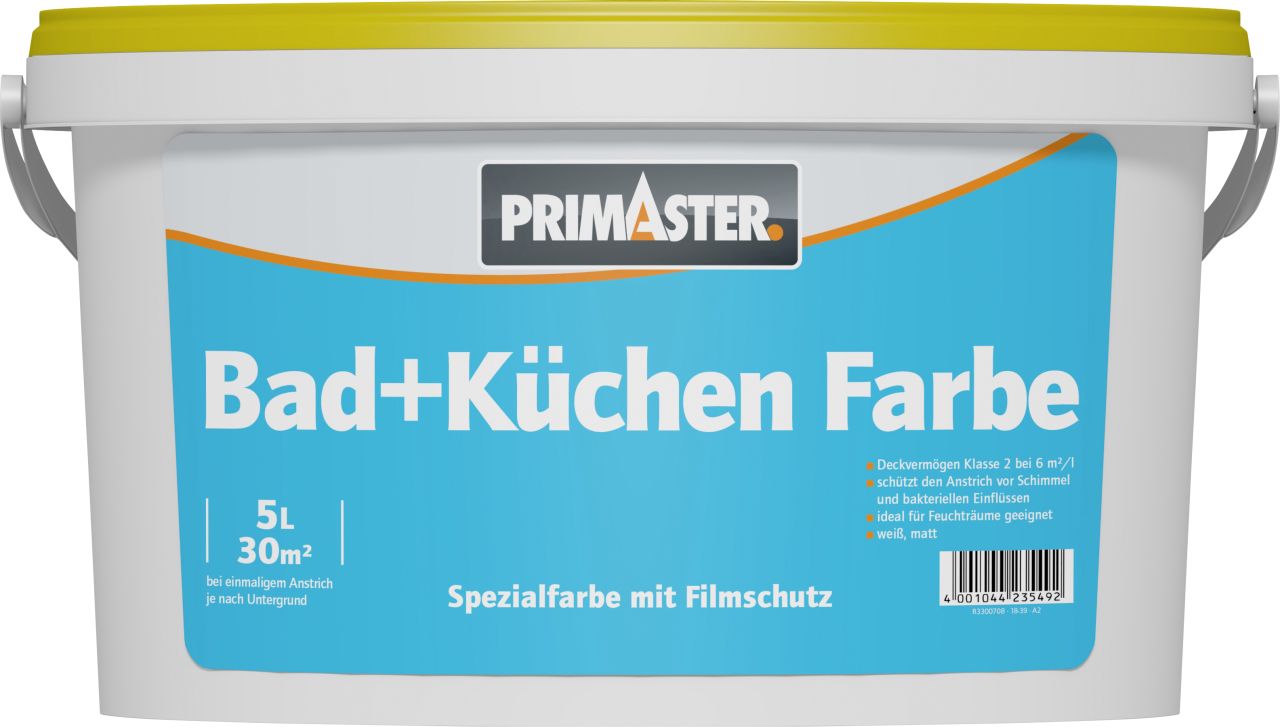 Primaster Bad & Küchenfarbe 5 L weiß matt von Primaster