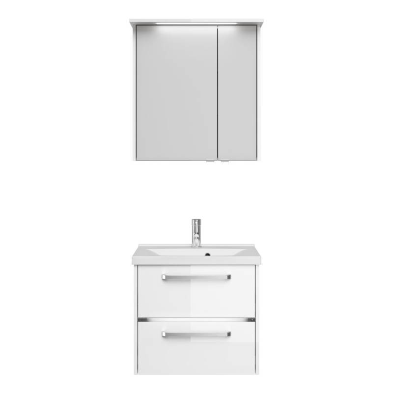 Primaster Badmöbel-Set Berlin weiß 65 cm Twin LED, Mineralgusswaschtisch von Primaster