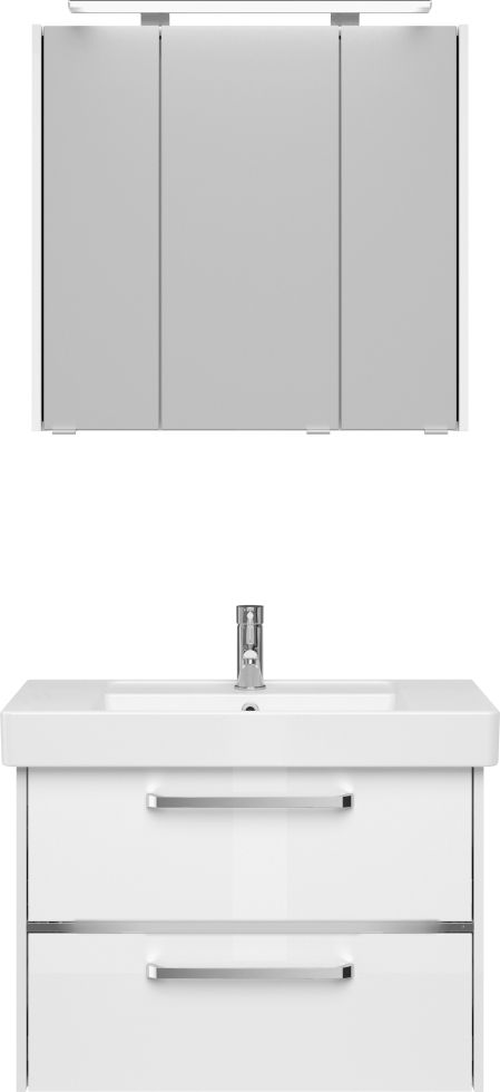 Primaster Badmöbel-Set Berlin weiß 80 cm LED-Leuchten, Keramikwaschtisch von Primaster