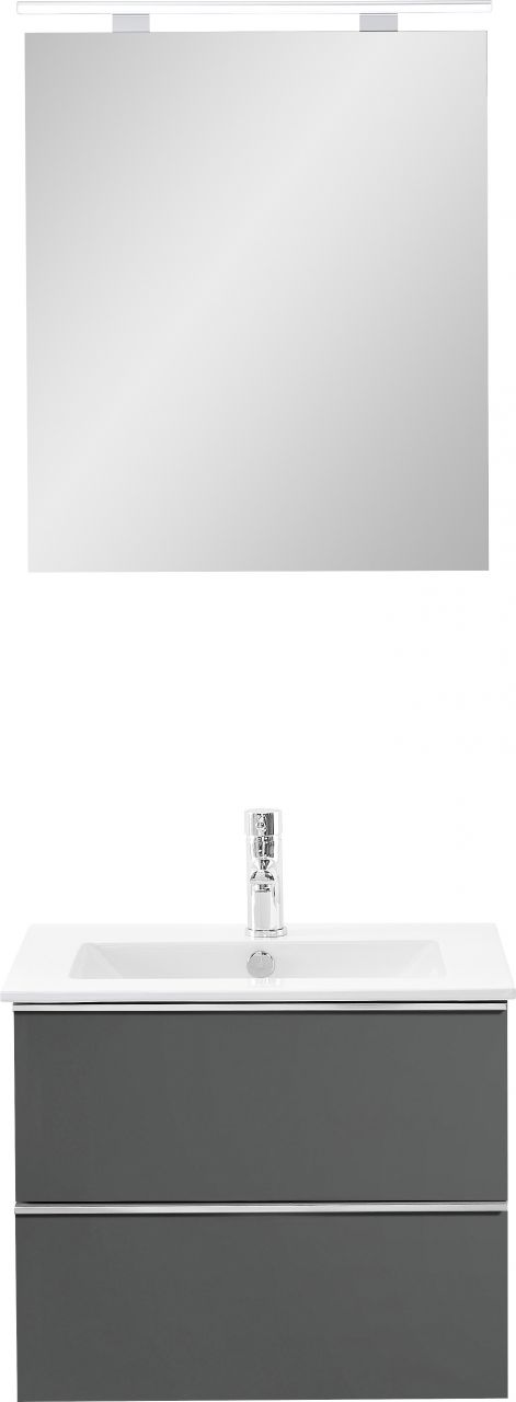 Primaster Bad-Set Düsseldorf grau 61 cm LED-Leuchten, Keramikwaschtisch von Primaster