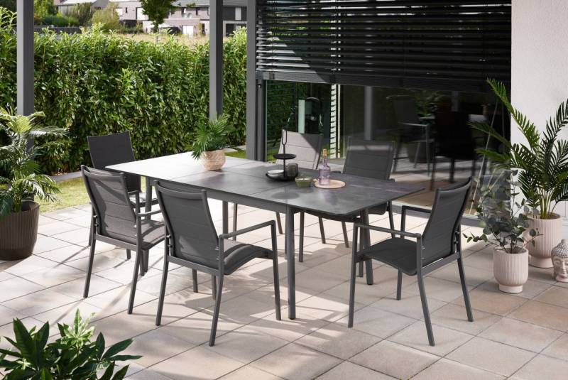 Primaster Garten-Essgruppe Primaster Garten-Essgruppe Taormina Bilbao 6, Ausziehbar stapelbar witterungsbeständig von Primaster
