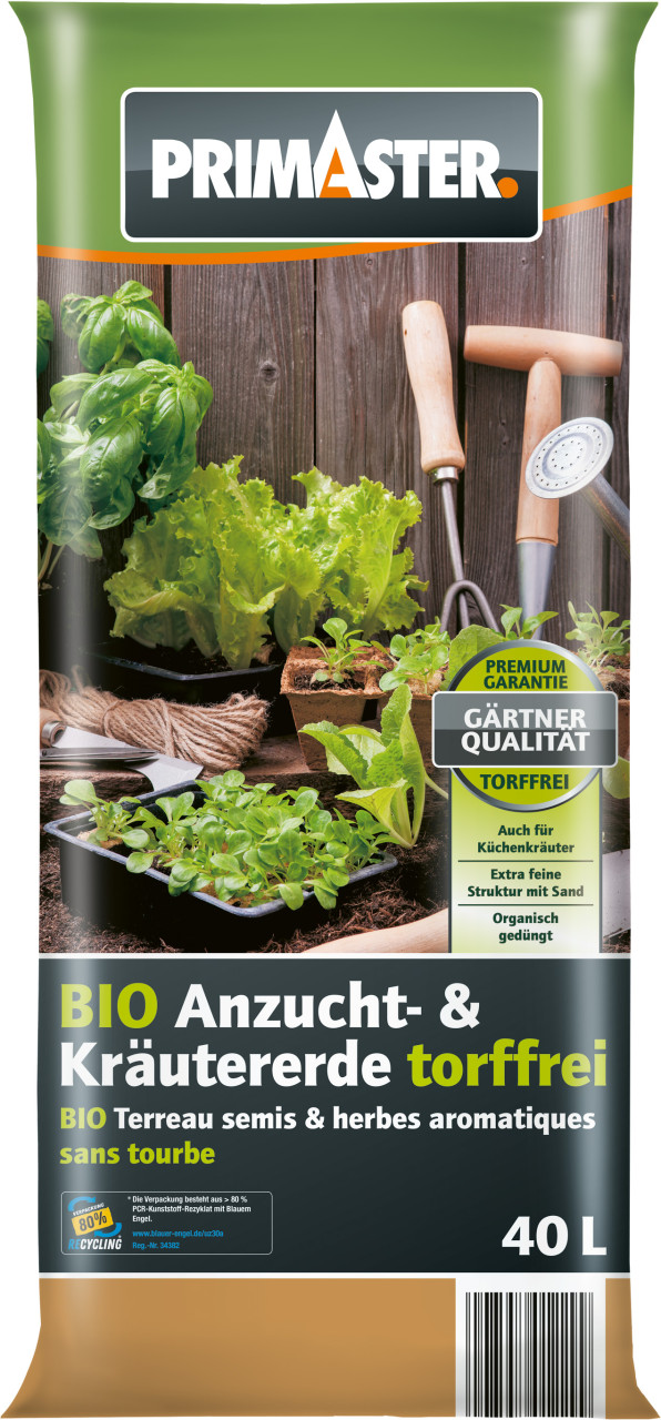 Primaster Bio Kräuter- & Anzucht Erde torffrei 40 L von Primaster